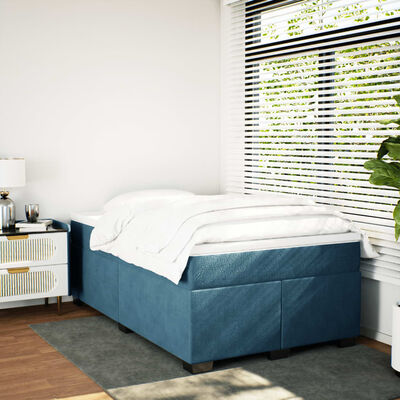 vidaXL Boxspring met matras fluweel donkerblauw 120x190 cm