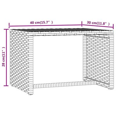 vidaXL Ligbed met tafel 1 st poly rattan grijs