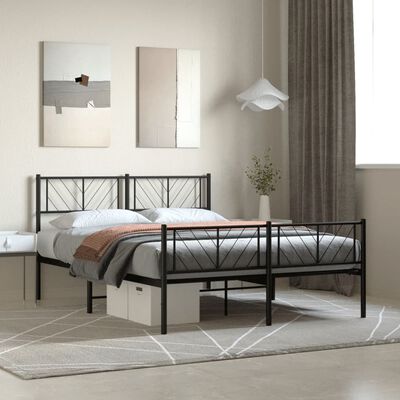 vidaXL Bedframe met hoofd- en voeteneinde metaal zwart 140x190 cm