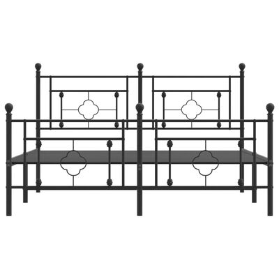 vidaXL Bedframe met hoofd- en voeteneinde metaal zwart 150x200 cm