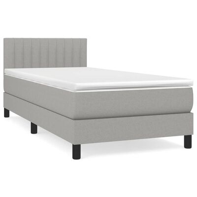 vidaXL Boxspring met matras stof lichtgrijs 90x200 cm