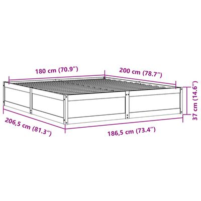 vidaXL Bedframe zonder matras massief grenenhout 180x200 cm