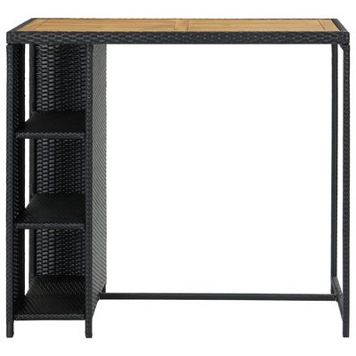 vidaXL Bartafel met opbergrek 120x60x110 cm poly rattan zwart