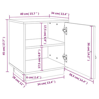 vidaXL Nachtkastjes 2 st 40x34x45 cm massief grenenhout honingbruin