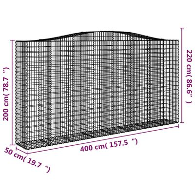 vidaXL Schanskorven 3 st gewelfd 400x50x200/220 cm ijzer