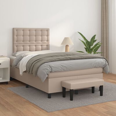 vidaXL Boxspring met matras kunstleer cappuccinokleurig 120x200 cm