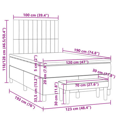 vidaXL Boxspring met matras stof taupe 120x190 cm