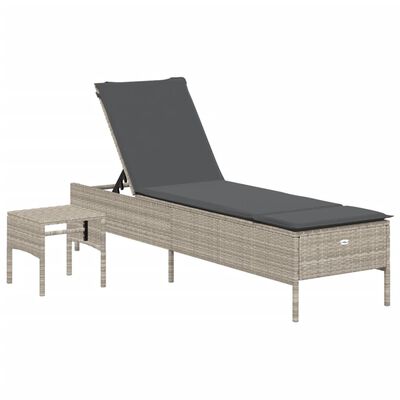 vidaXL 3-delige Ligbeddenset met kussens poly rattan lichtgrijs