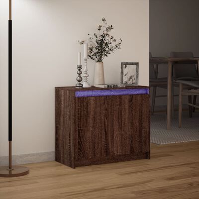 vidaXL Dressoir met LED 72x34x61 cm bewerkt hout bruin eikenkleur