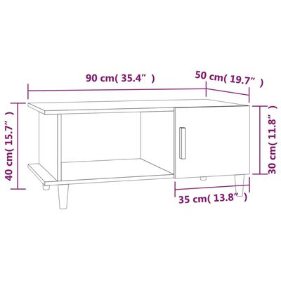 vidaXL Salontafel 90x50x40 cm bewerkt hout gerookt eikenkleurig