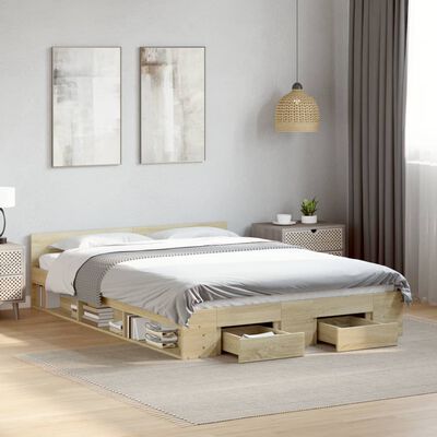 vidaXL Bedframe met lades bewerkt hout sonoma eikenkleurig 160x200 cm