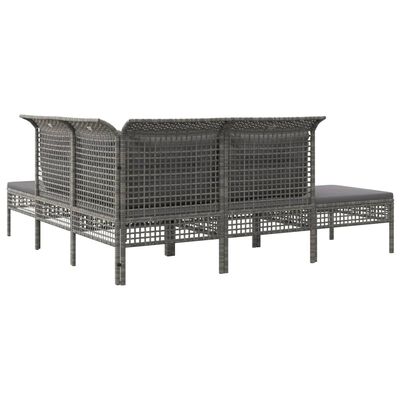 vidaXL 5-delige Loungeset met kussens poly rattan grijs