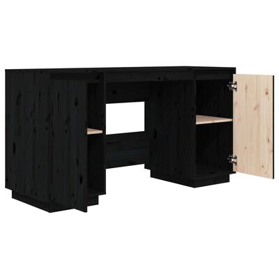 vidaXL Bureau 140x50x75 cm massief grenenhout zwart