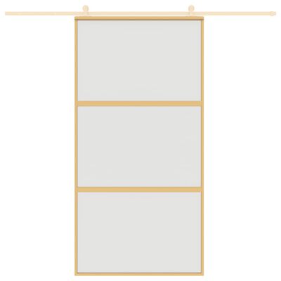 vidaXL Schuifdeur 102,5x205 cm mat ESG-glas en aluminium goudkleurig