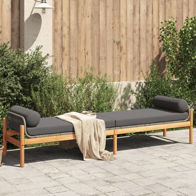 vidaXL Tuinbank met kussen poly rattan acacia grijs