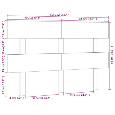 vidaXL Hoofdbord 164x3x81 cm massief grenenhout grijs