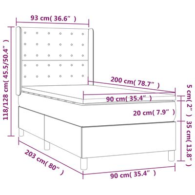 vidaXL Boxspring met matras en LED kunstleer cappuccinokleur 90x200 cm