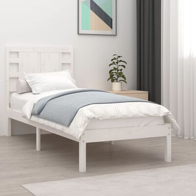 vidaXL Bedframe massief hout wit 90x190 cm