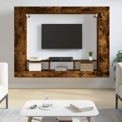 vidaXL Tv-meubel 152x22x113 cm bewerkt hout gerookt eikenkleurig