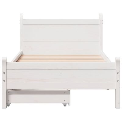 vidaXL Bedframe zonder matras massief grenenhout wit 90x200 cm