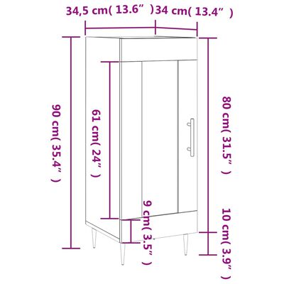 vidaXL Dressoir 34,5x34x90 cm bewerkt hout grijs sonoma eikenkleurig