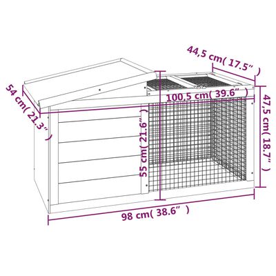 vidaXL Konijnenhok 100,5x54x55 cm massief grenenhout mokkakleurig