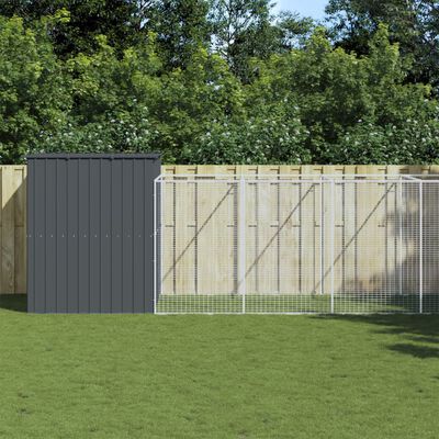 vidaXL Hondenhok met ren 214x1069x181 cm staal antraciet