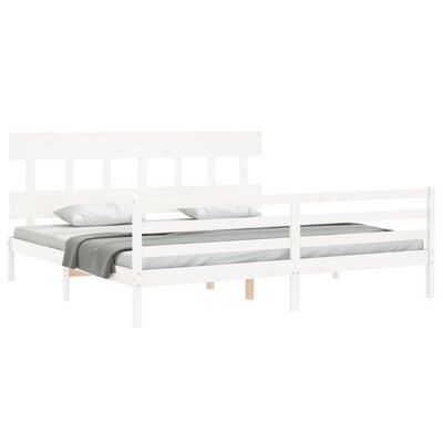 vidaXL Bedframe met hoofdbord massief hout wit