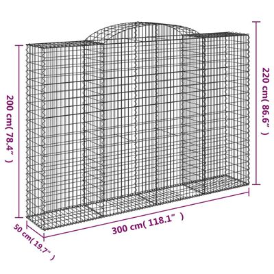 vidaXL Schanskorven 9 st gewelfd 300x50x200/220 cm ijzer