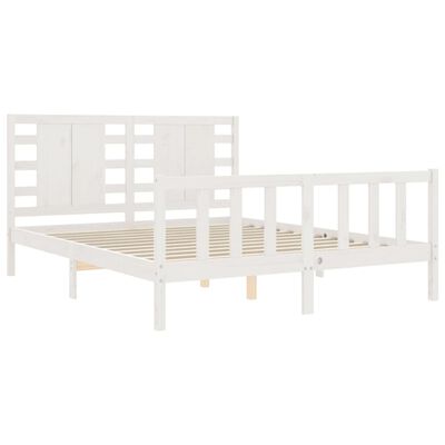 vidaXL Bedframe met hoofdbord massief hout wit 160x200 cm