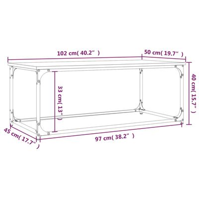 vidaXL Salontafel 102x50x40 cm bewerkt hout en ijzer sonoma eikenkleur