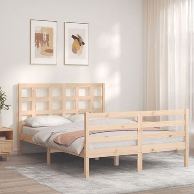 vidaXL Bedframe met hoofdbord massief hout 140x190 cm