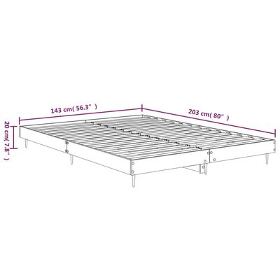 vidaXL Bedframe bewerkt hout bruin eikenkleur 135x190 cm