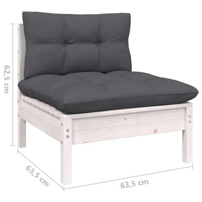 vidaXL 9-delige Loungeset met kussens massief grenenhout wit