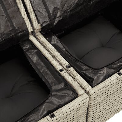 vidaXL 6-delige Loungeset met kussens poly rattan lichtgrijs