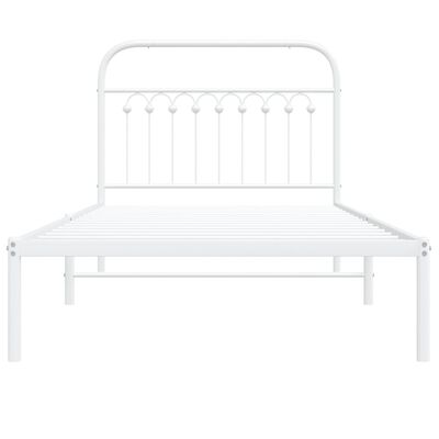 vidaXL Bedframe met hoofdbord metaal wit 100x200 cm