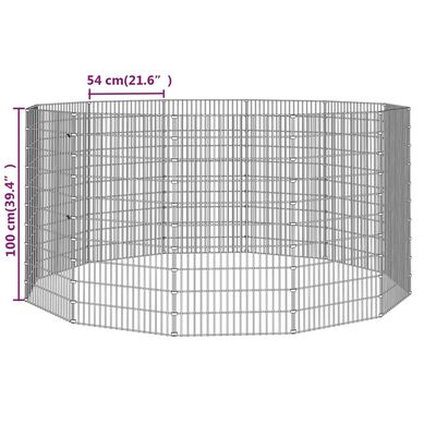 vidaXL Dierenverblijf 12 panelen 54x100 cm gegalvaniseerd ijzer