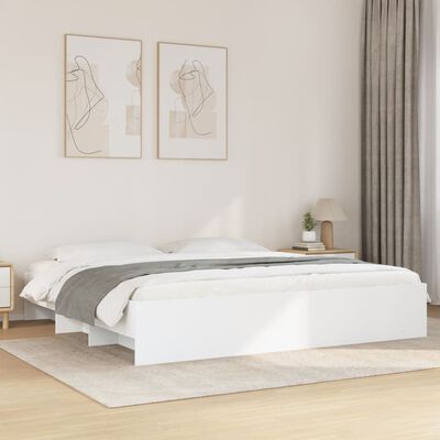 vidaXL Bedframe massief hout wit 200x200 cm