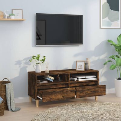 vidaXL Tv-meubel 100x34,5x44,5 cm bewerkt hout gerookt eikenkleurig