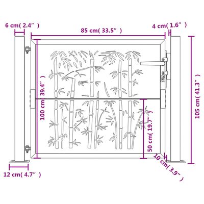 vidaXL Poort met bamboe-ontwerp 105x105 cm cortenstaal