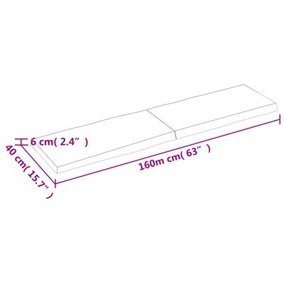 vidaXL Tafelblad natuurlijke rand 160x40x(2-6)cm eikenhout donkerbruin