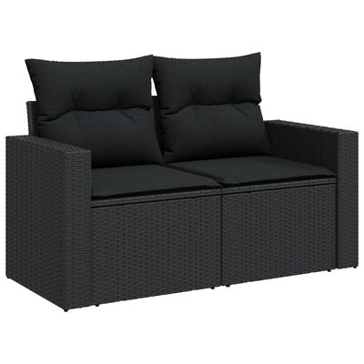 vidaXL 13-delige Loungeset met kussens poly rattan zwart