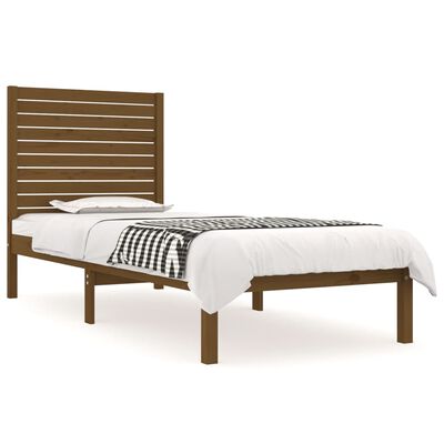 vidaXL Bedframe massief hout honingbruin 75x190 cm