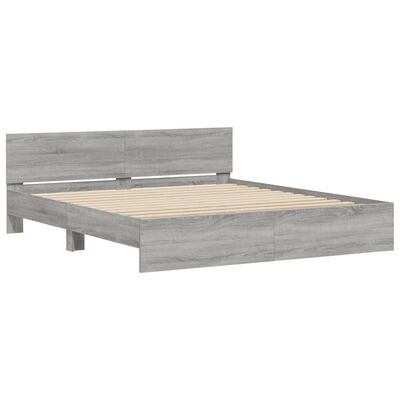 vidaXL Bedframe met hoofdeinde grijs sonoma eikenkleurig 200x200 cm