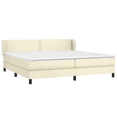 vidaXL Boxspring met matras kunstleer crèmekleurig 200x200 cm