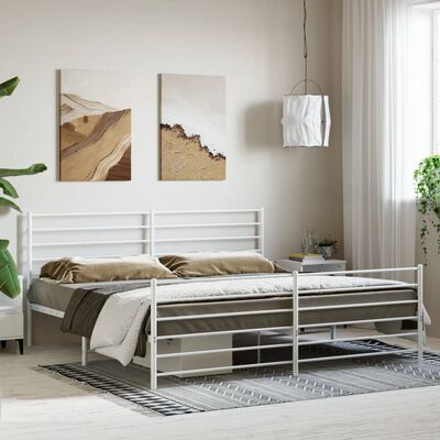 vidaXL Bedframe met hoofd- en voeteneinde metaal wit 180x200 cm