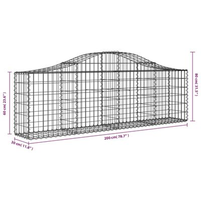 vidaXL Schanskorven 5 st gewelfd 200x30x60/80 cm gegalvaniseerd ijzer