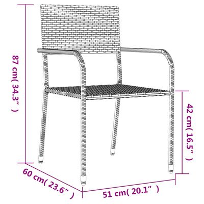 vidaXL 7-delige Tuinset poly rattan en staal zwart