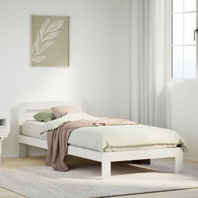 vidaXL Bedframe zonder matras massief grenenhout wit 90x200 cm