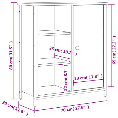 vidaXL Dressoir 70x30x80 cm bewerkt hout gerookt eikenkleurig